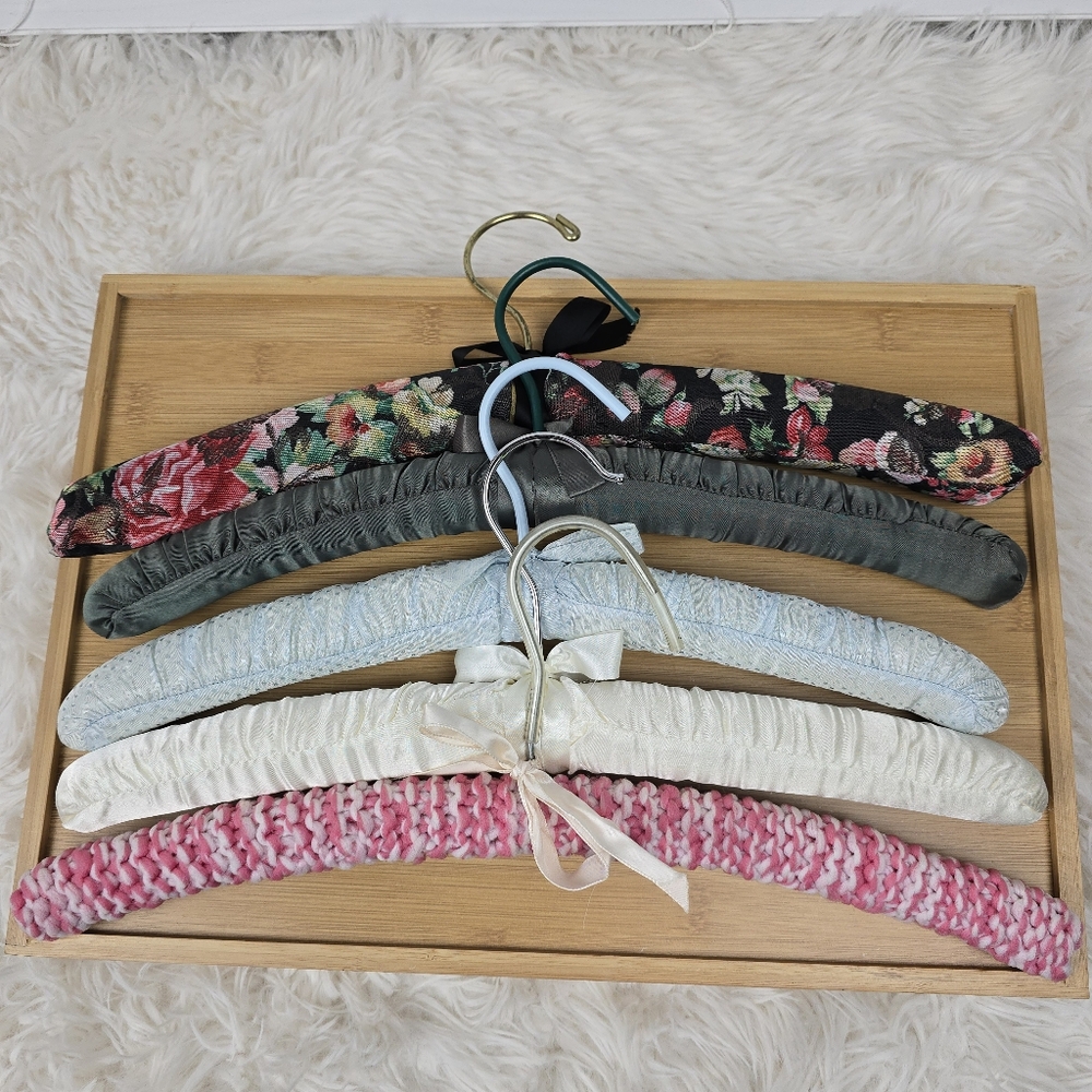 Floral, Satin, and Crochet Padded Hangers Set - Picture 3 of 9